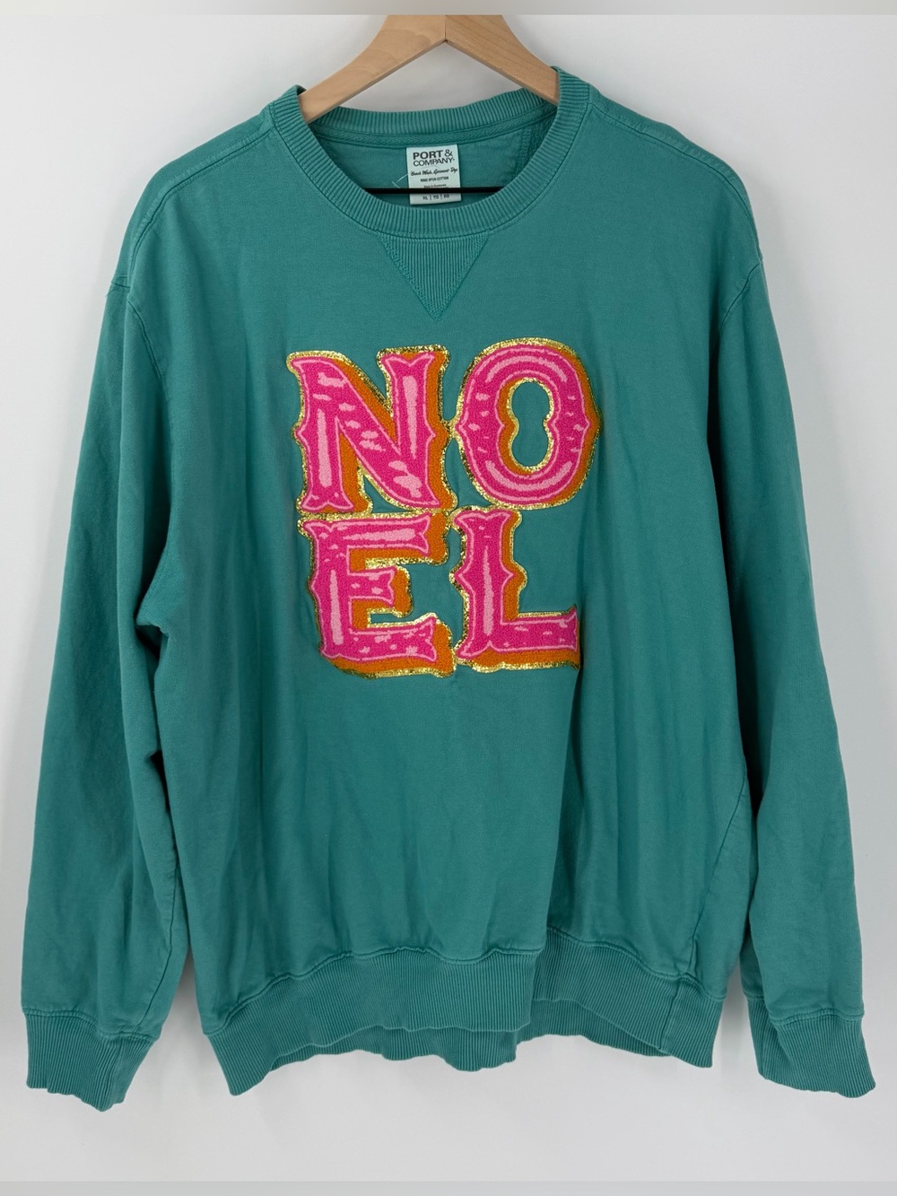 NOEL Ring Spun Cotton Teal Holiday Sweatshirt Novelty XL